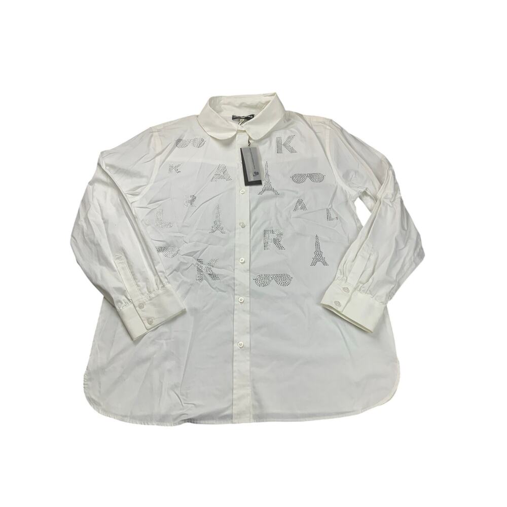 Karl Lagerfeld White Button-Down Shirt with Subtle Print